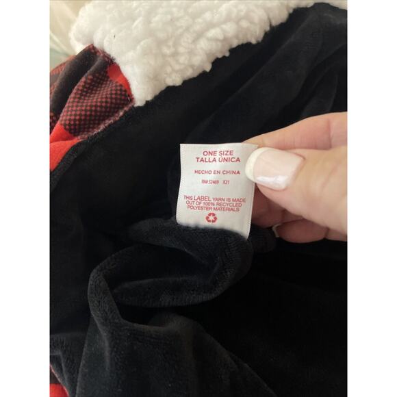 Holiday Time Plush Red Plaid Reindeer Hat PomPom Lumberjack Fun OS Christmas - Picture 5 of 5